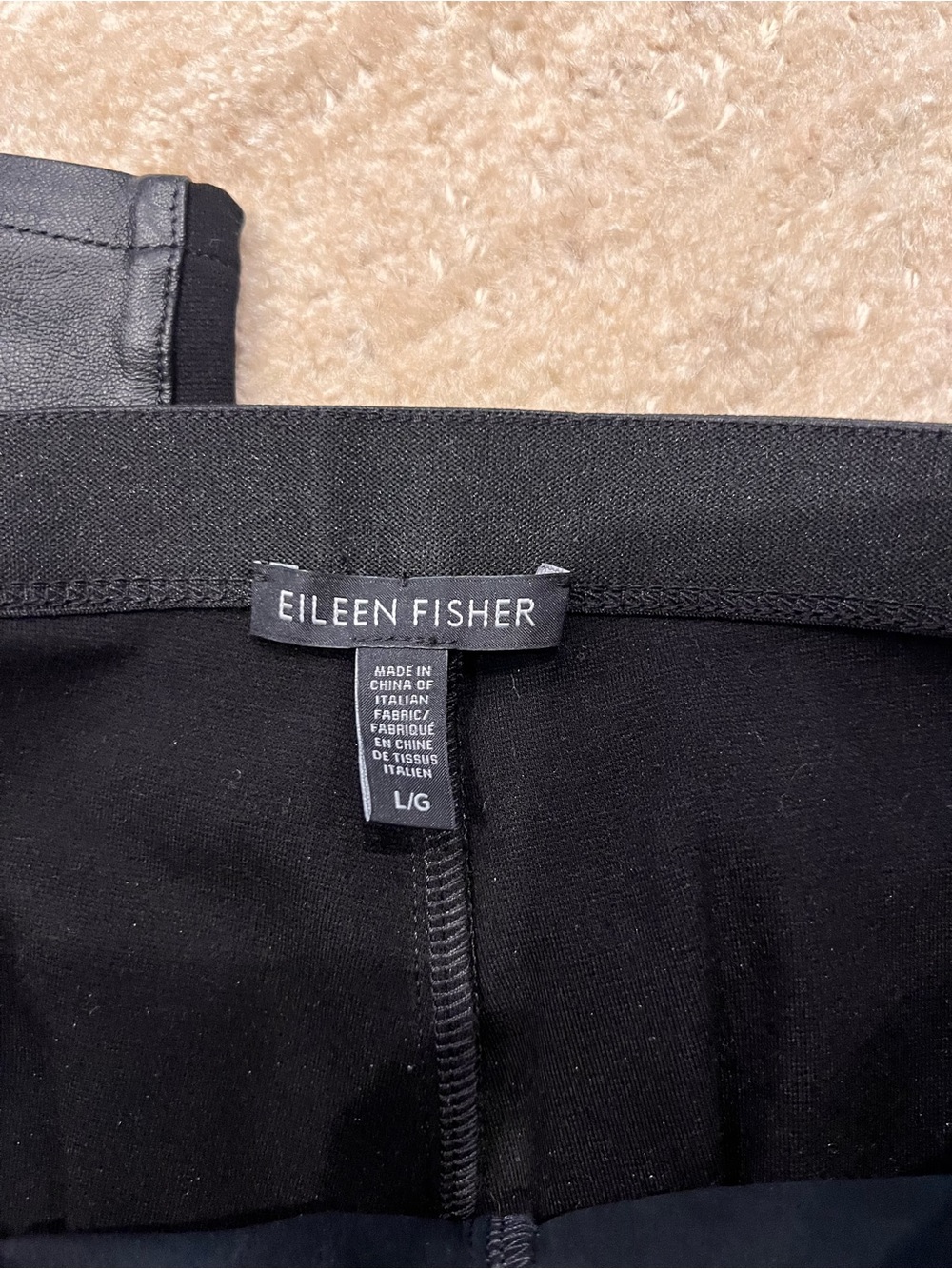 Eileen Fisher Black Leather Stretch Leggings - Picture 2 of 6